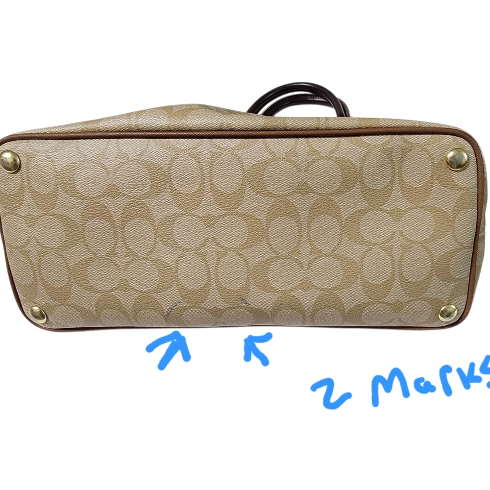 Coach Beige and Brown Signature Satchel Bag. - Picture 8 of 8